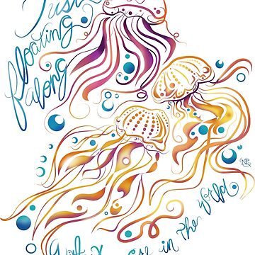 Artwork thumbnail, Just floating along without a care in the world.  illustration | color Jellyfish | You so jelly | Sea drawing by NSoulliardArt