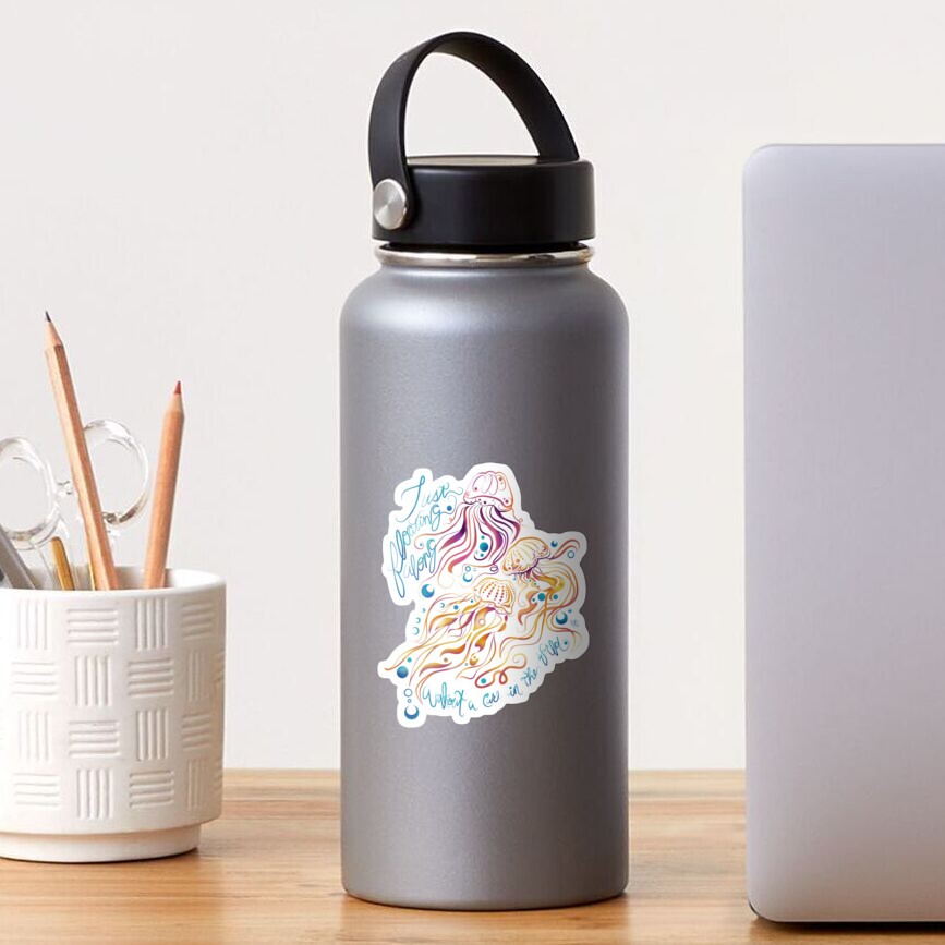 Just floating along without a care in the world. illustration | color Jellyfish | You so jelly | Sea drawing Sticker