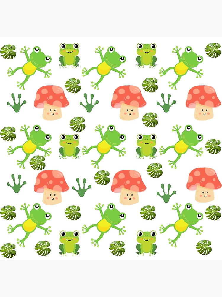 Disover Cute Frogs and Mushrooms Premium Matte Vertical Poster