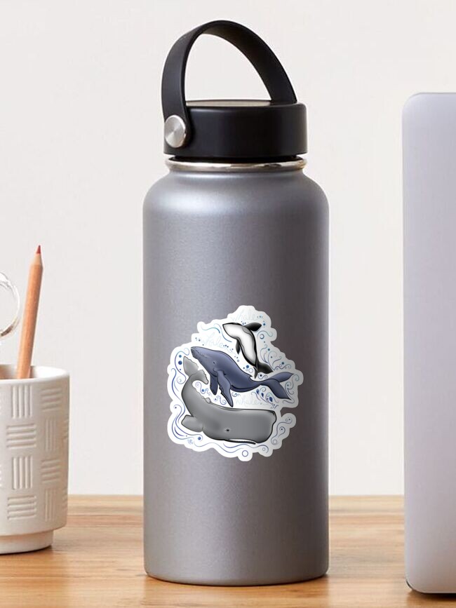 Thumbnail 1 of 3, Sticker, Whale, Whale, whale... color illustration | Oh whale | Orca killer whale | Blue whale | Sperm whale | Sea drawing designed and sold by NSoulliardArt.