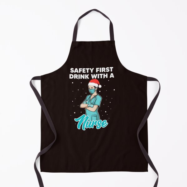 Item preview, Safety First Drink With a Nurse - Christmas Hat Long Seeve T-Shirt Basic Novelty Tees Graphics Female Cotton Printed Best Shirts Comfy Shirt Customize designed and sold by Fredaiu12.