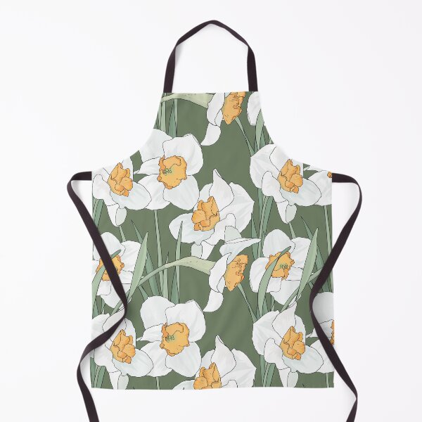 Item preview, White daffodils on a green background designed and sold by hmorena.
