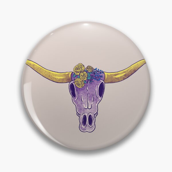 Item preview, Longhorn Skull - Yellow Rose of Texas Flowers Blue Bonnets Vintage Cartoon Cow Skull yellow roses | Vulture Culture | we're texas | we are texas designed and sold by Any Color Designs.