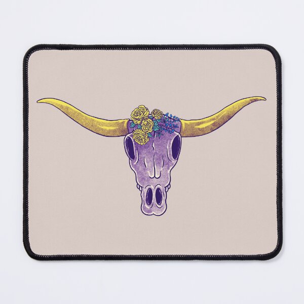 Item preview, Longhorn Skull - Yellow Rose of Texas Flowers Blue Bonnets Vintage Cartoon Cow Skull yellow roses | Vulture Culture | we're texas | we are texas designed and sold by Any Color Designs.
