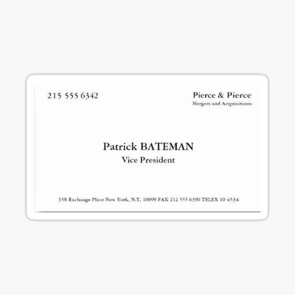 "patrick bateman business card " Sticker by aetius Redbubble