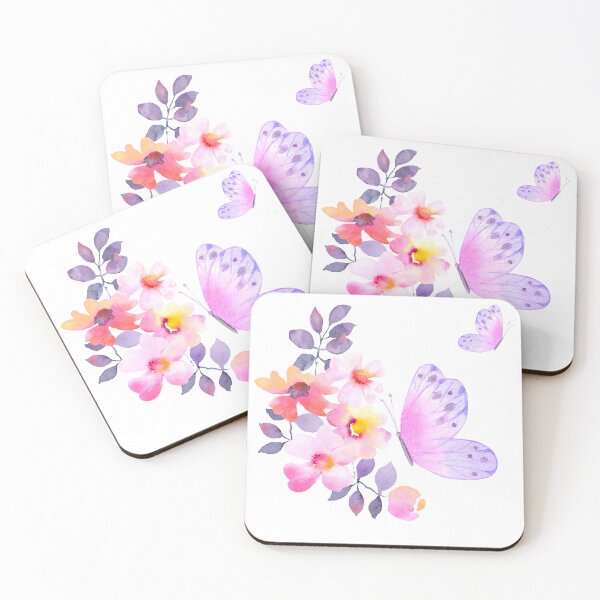 Item preview, Pink Yellow Butterfly  Flower Art - Garden Design designed and sold by CreativNode.