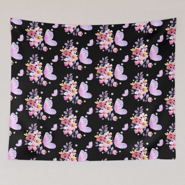Item preview, Pink Yellow Butterfly  Flower Art - Garden Design designed and sold by CreativNode.