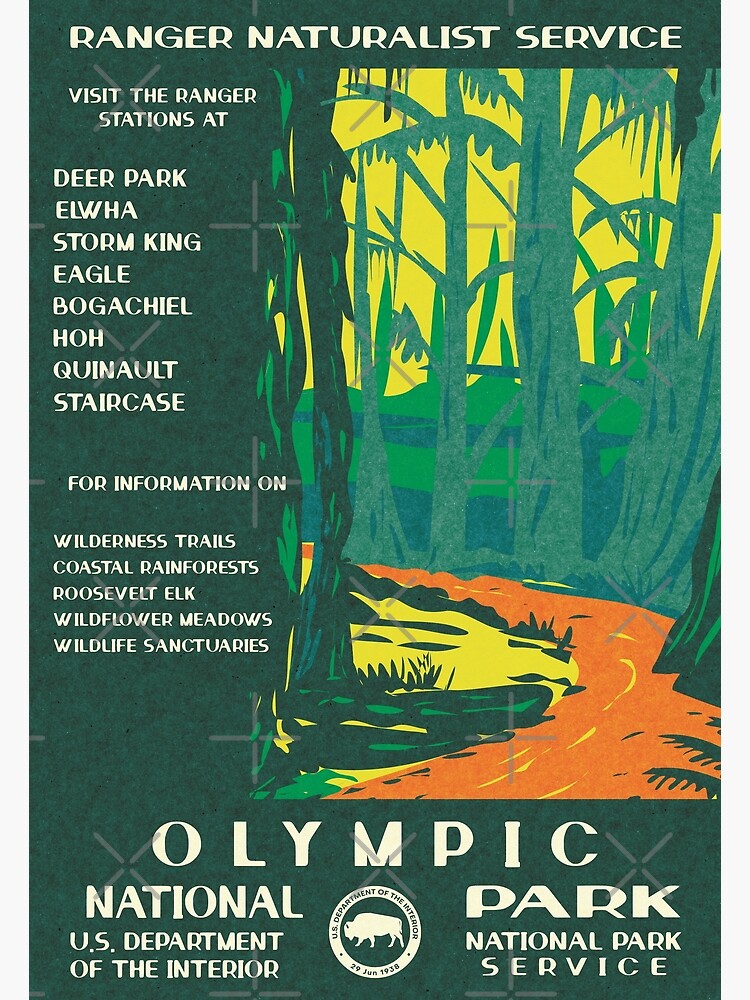 "Olympic National Park Hoh Rainforest Vintage WPA Poster " Poster for