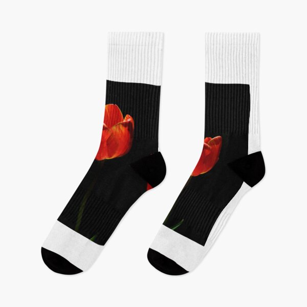 Item preview, Red tulips on black background designed and sold by olena2552.