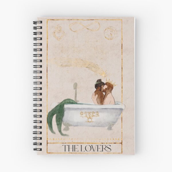 Item preview, The Lovers Tarot Card Watercolor Sailor & the Siren Mermaid and her Sailor in bathtub  designed and sold by Monica Laipple.