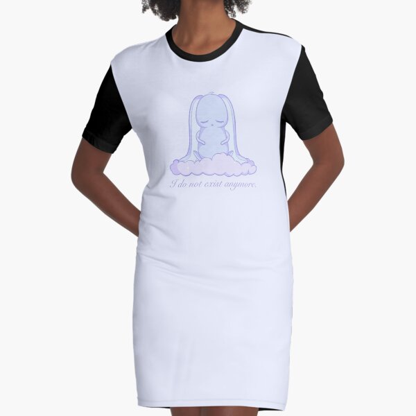 i no longer exist Depression Bunny Sticker Graphic T-Shirt Dress