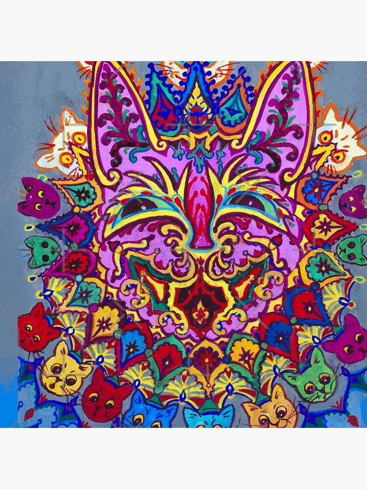 Kaleidoscope Cat by Louis Wain Art Print Folk Art Cat 