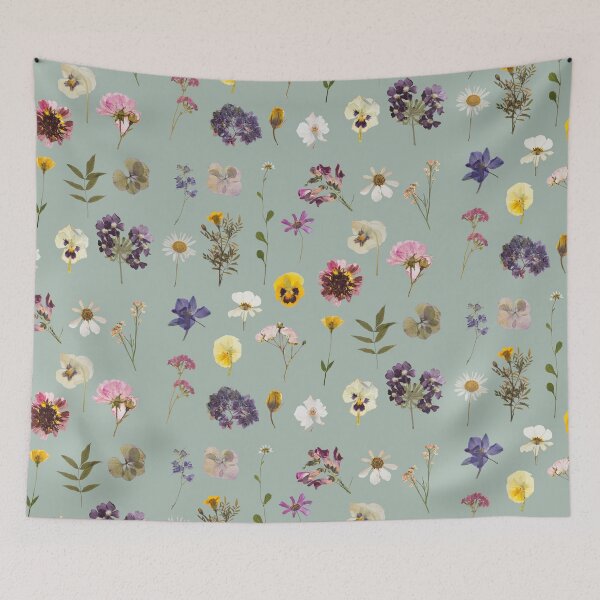 Item preview, Pressed flowers pattern design in green designed and sold by Holly-berry-art.