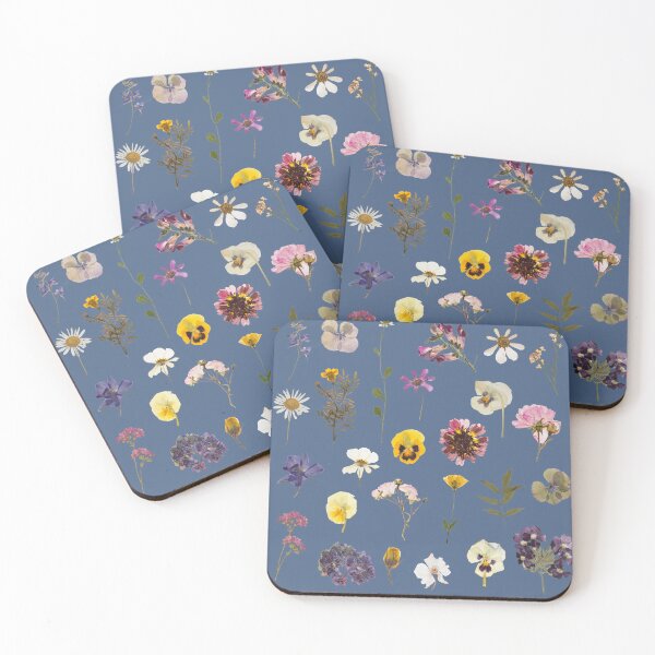 Item preview, Copy of Pressed flowers pattern design in blue designed and sold by Holly-berry-art.