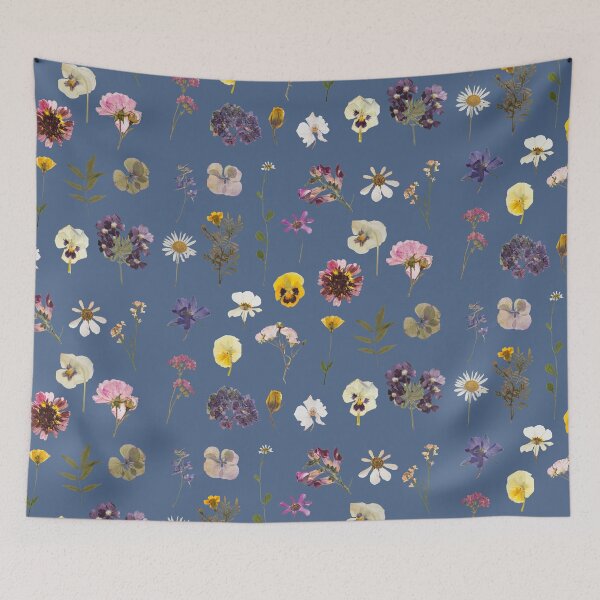 Item preview, Copy of Pressed flowers pattern design in blue designed and sold by Holly-berry-art.