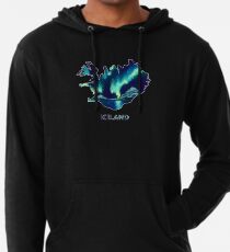 Sudadera con capucha ligera Islandia - aurora boreal