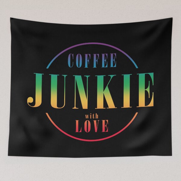Item preview, Coffee Junkie with Love, Coffee Lover, Rainbow - Black designed and sold by AlfabetDesign.