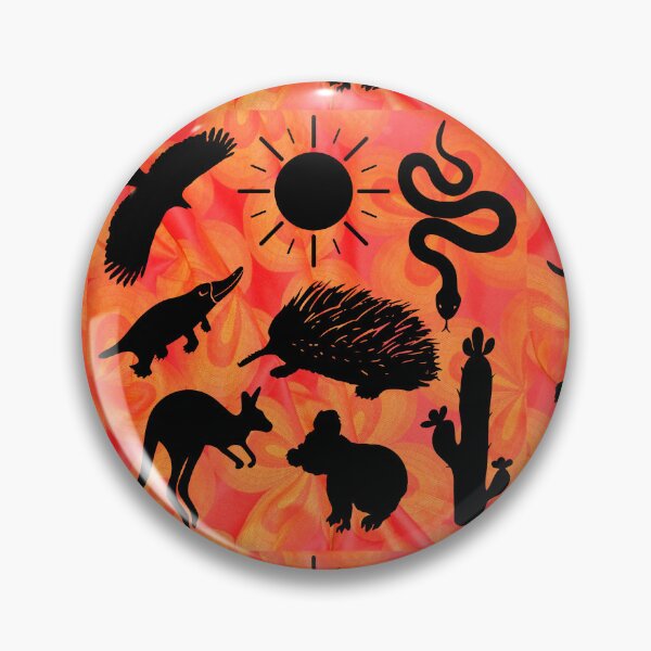 Item preview, Aussie animal pattern - sunset orange background designed and sold by PricklyEchidna.