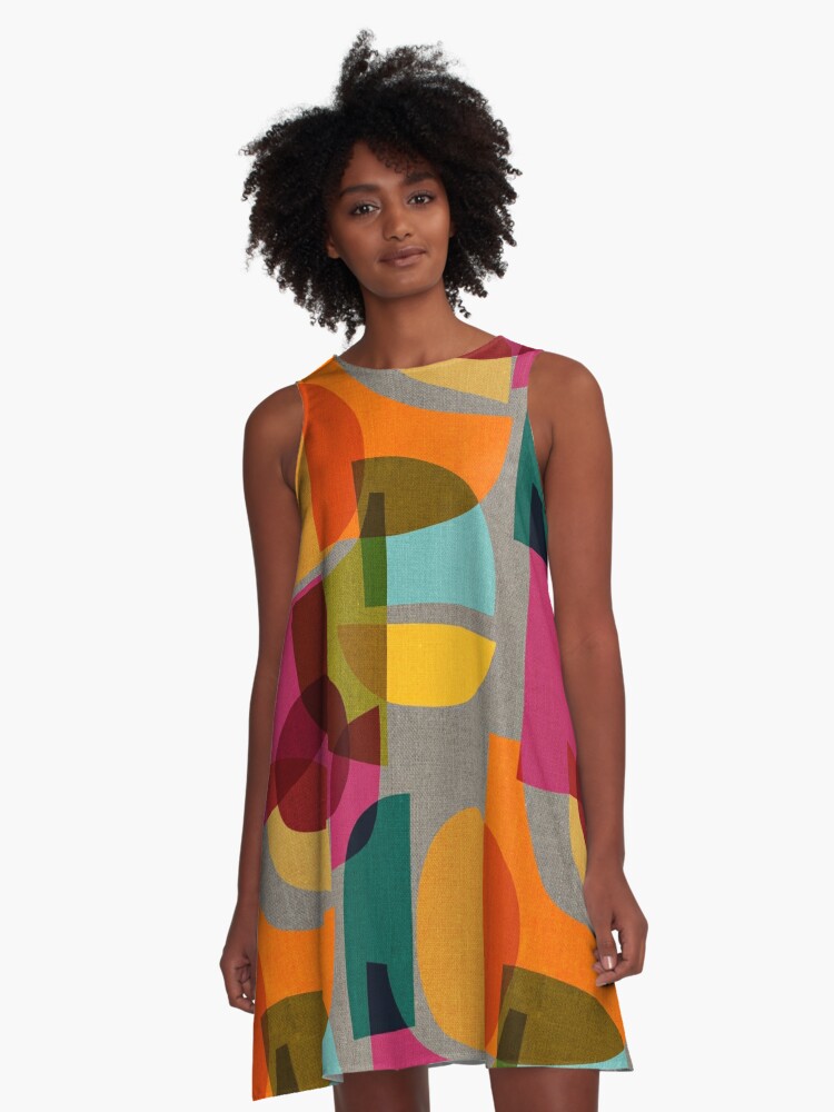 A-Line Dress, Mid Century Kaleidoscope designed and sold by Cecilia Mok