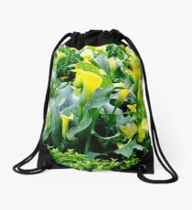 Yellow Flowers Drawstring Bag