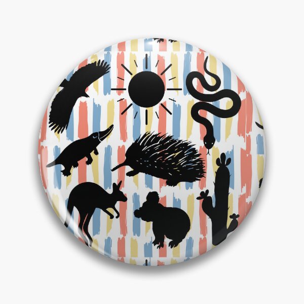 Item preview, Aussie animal pattern - multicolour lines background designed and sold by PricklyEchidna.