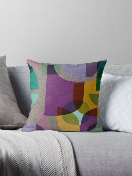 Mid Century Kaleidoscope Symphony Purple Throw Pillow