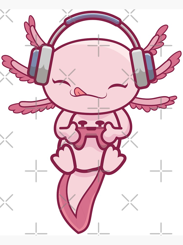 Cute Gaming Axolotl Video Game Computer Videogame PC Kawaii Anime Axolotl |  Photographic Print