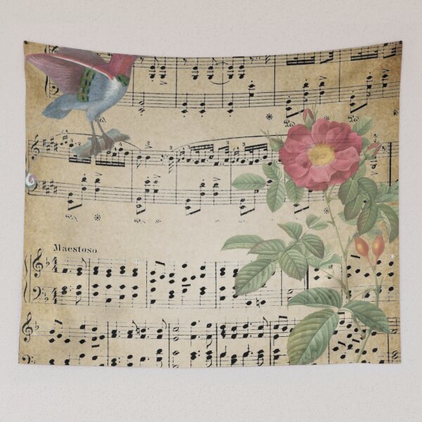 Item preview, Antique Floral, Bird Sheet Music Design, Music Lovers designed and sold by Jaydee001.