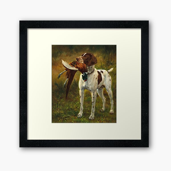 Aperçu de l'œuvre Un chien de chasse avec un faisan | Caspar von Reth | 1912 Impression d'animaux de chasse créée et vendue par CJET.