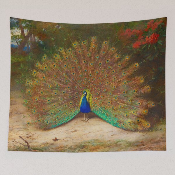 Item preview, Peacock and Butterfly | Archibald Thorburn | 1917 Animal Print designed and sold by CJET.