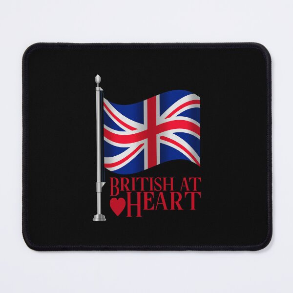 Item preview, “British at Heart” Flag on Black designed and sold by PawsitiveMum.