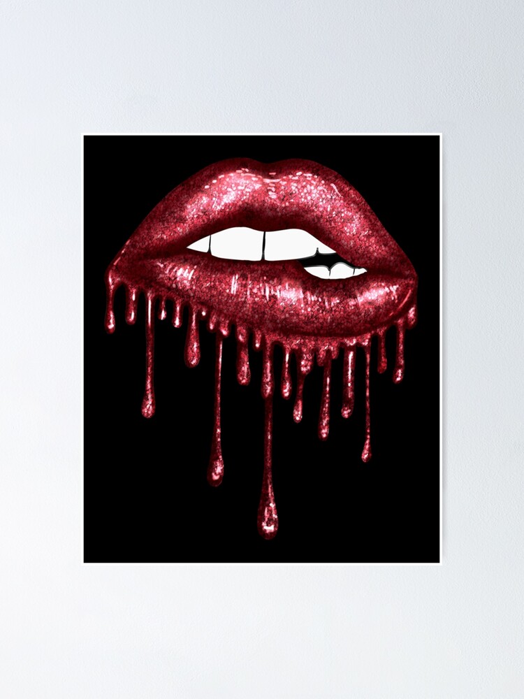"Red Glitter Lips" Poster for Sale by BumnaColik Redbubble