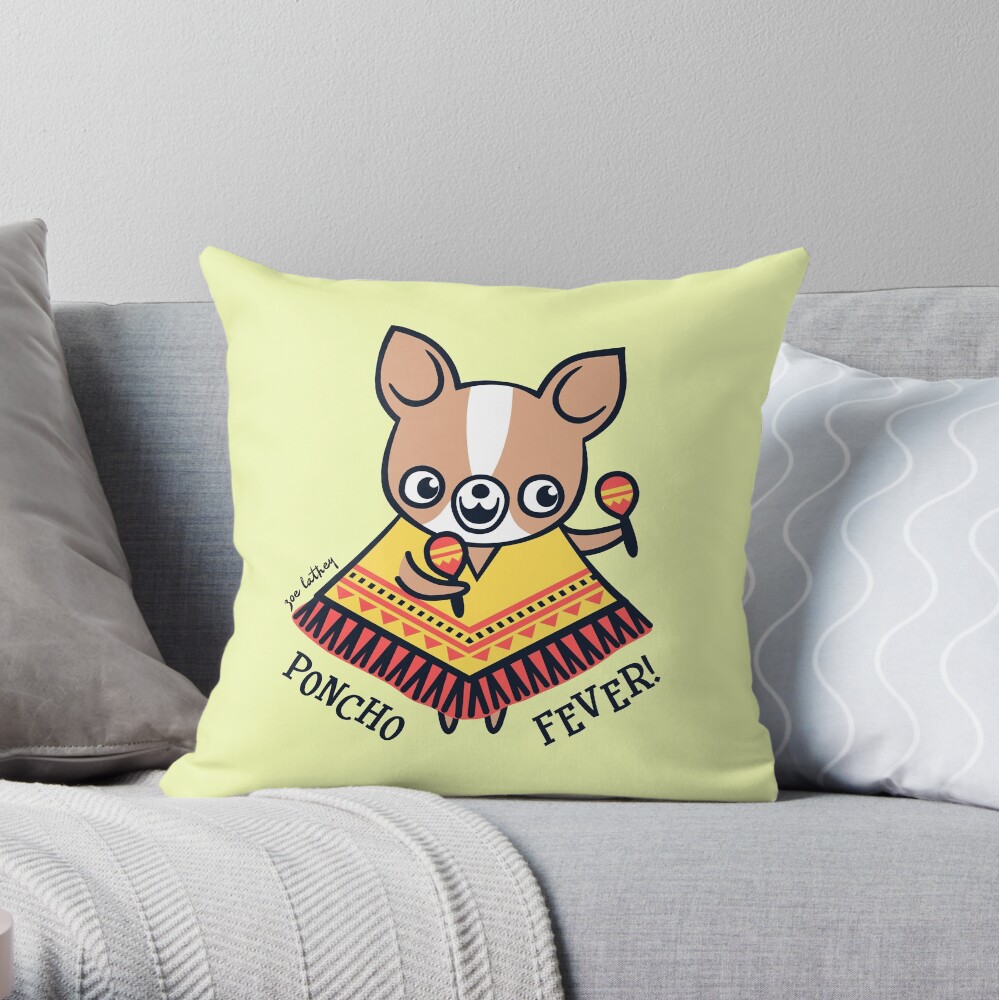 Poncho Fever Chihuahua Throw Pillow