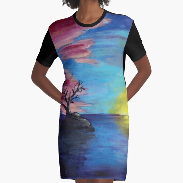 Solitude Sunset Graphic T-Shirt Dress