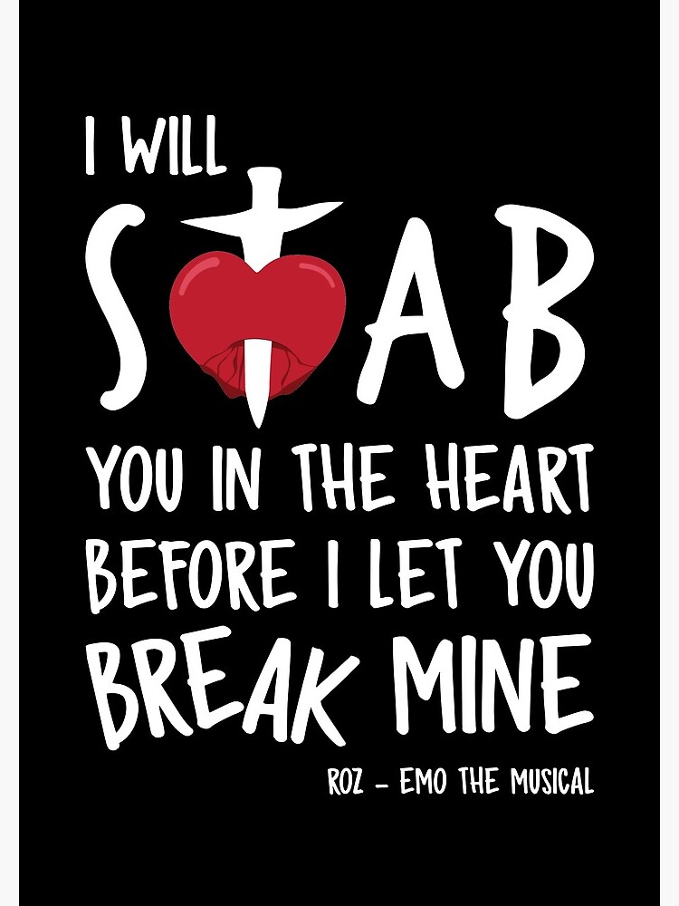 "EMO The Musical Stab You In The Heart... White font" Spiral Notebook