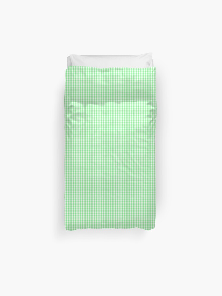 Apple Green Gingham Check Plaid Duvet Cover By Podartist Redbubble