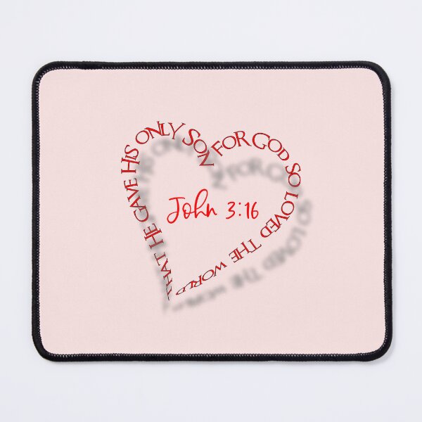 Item preview, John 3:16 Heart Verse (Red on Pink) designed and sold by PawsitiveMum.
