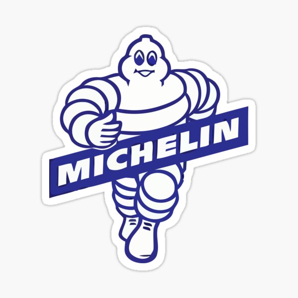 Michelin 3.5" x 0.75" white/ orange on blue die cut sticker x 10pcs 