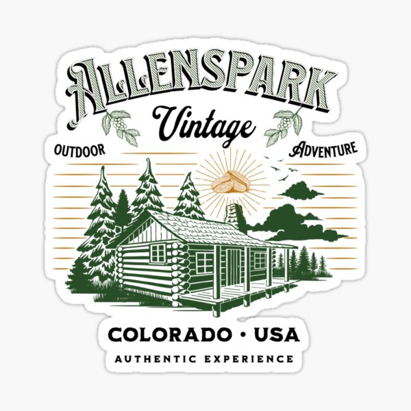 Nice Vintage Rocky Mountains Rustic Cabins Allenspark Colorado Sticker