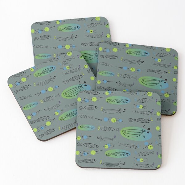 Item preview, Mid-Century Modern Fish on Blue and Green designed and sold by zaphco.