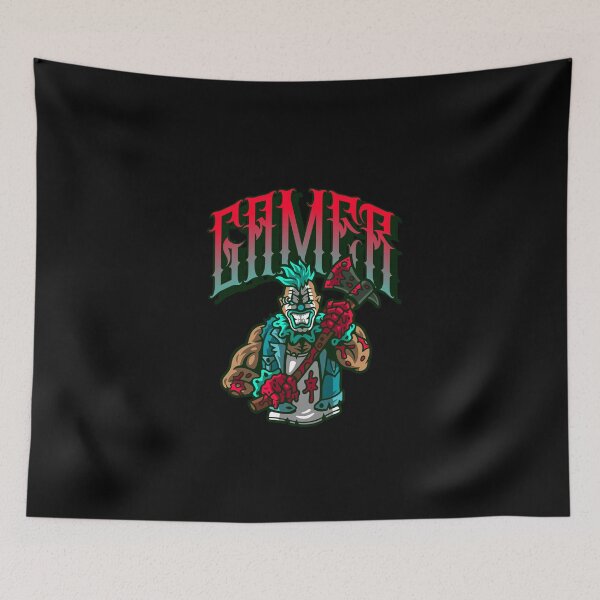 Item preview, Gamer with Killer Clown holding Axe designed and sold by PRIVARSHU.