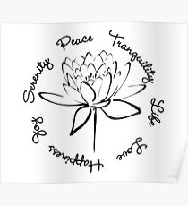 Serenity Tranquility Lotus (Black) Poster