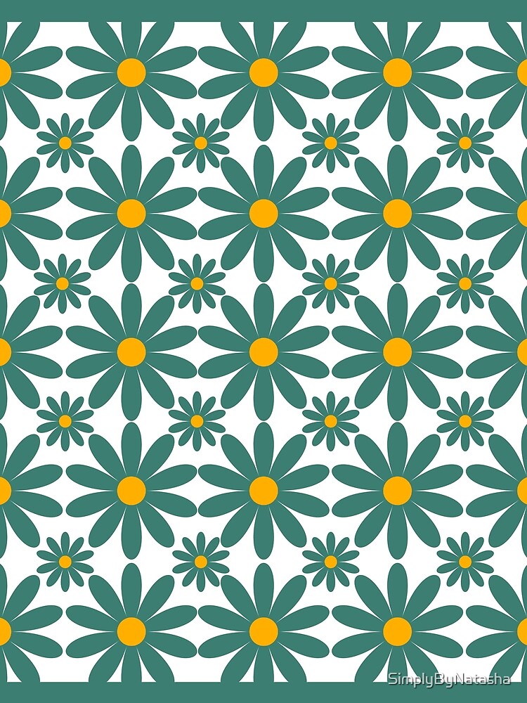 Flower Grid In Turquoise & Yellow by SimplyByNatasha