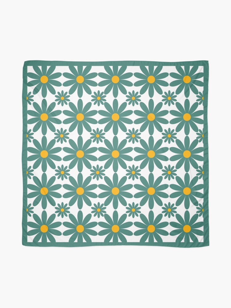 Alternate view of Flower Grid In Turquoise & Yellow Scarf