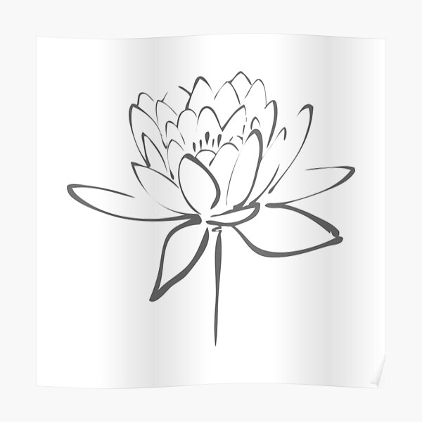 Lotus Flower Calligraphy (Smoke Grey) Poster