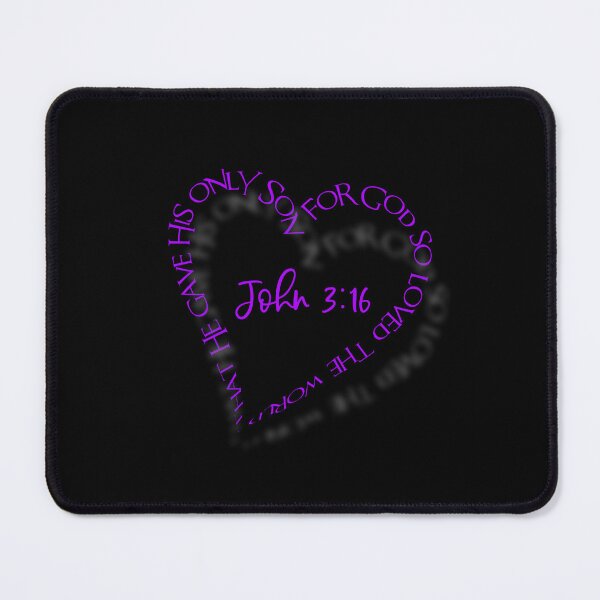 Item preview, John 3:16 Heart Verse (Purple on Black) designed and sold by PawsitiveMum.
