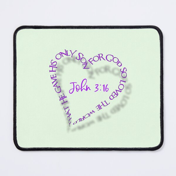 Item preview, John 3:16 Heart Verse (Purple on Green) designed and sold by PawsitiveMum.