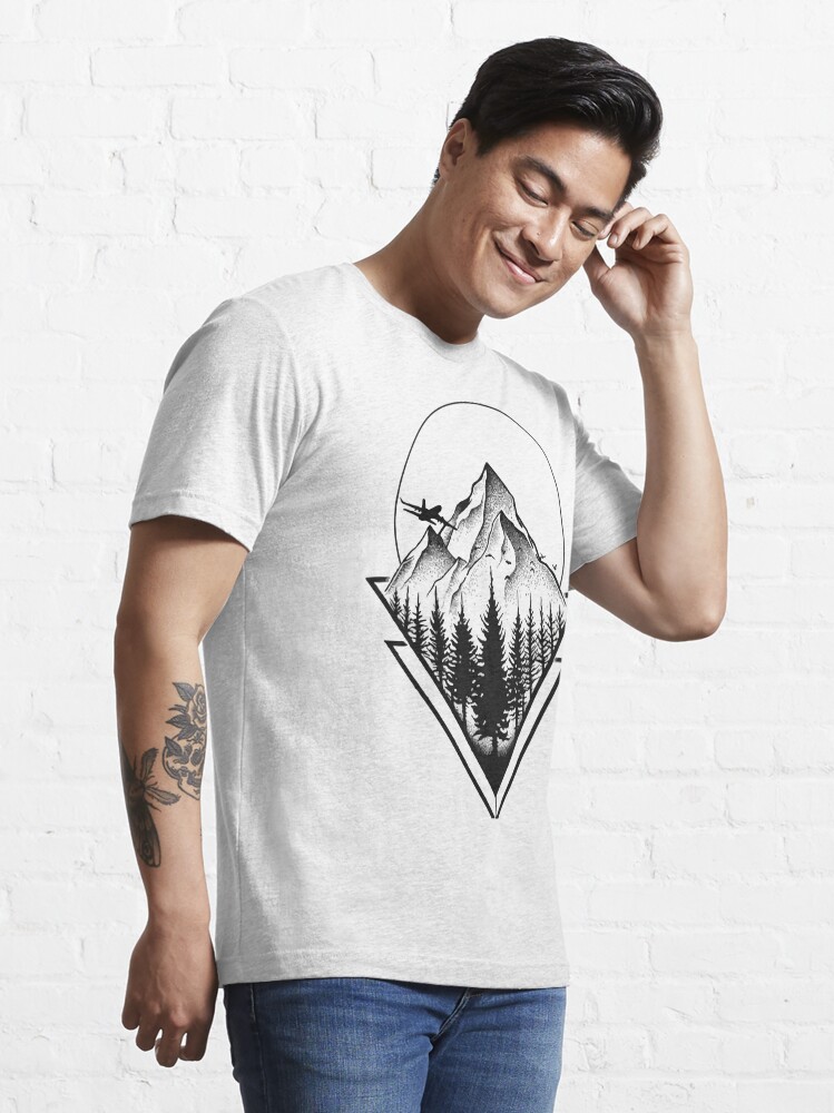 Airplane Over The Mountains   Geometric tattoo" Essential T Shirt