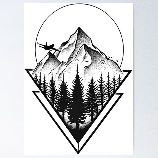 Realistic Small Black Mountain Nordic Temporary Tattoos For Men And Women  52 Sheets Of Adt Geometric Sea Weave Forest Pine Tree Topscissors From  Topscissors, $3.05 | DHgate.Com