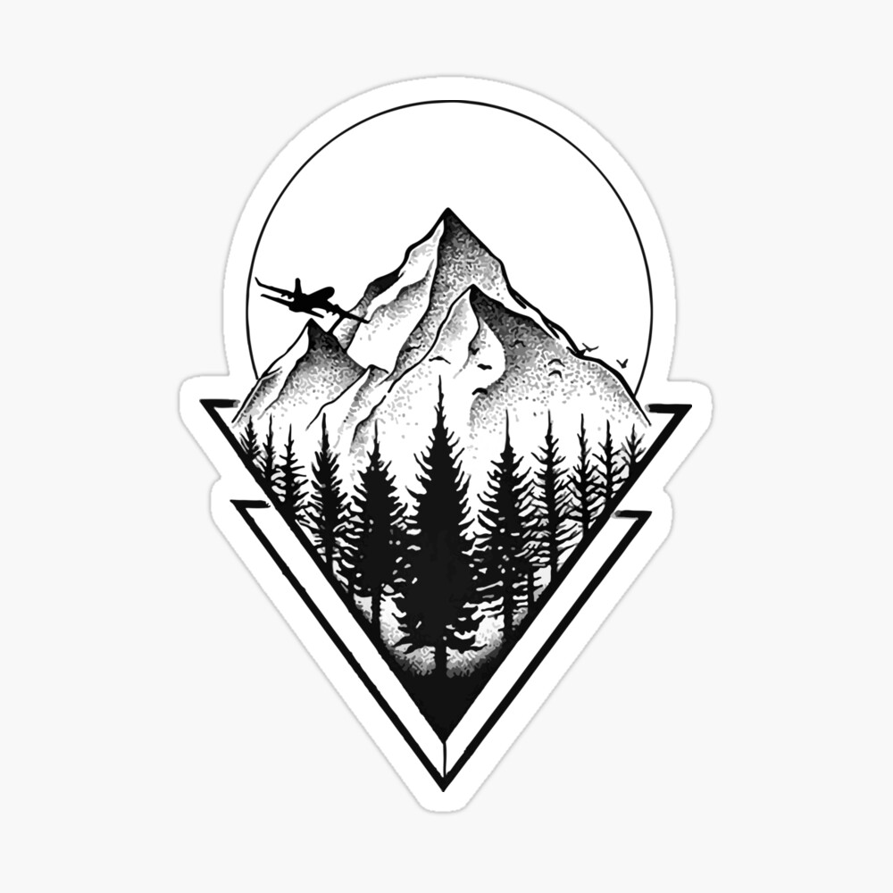 DIGITAL FILE: Geometric Mountain Landscape With Cliff Tattoo Design Black  and White - Etsy